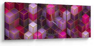 Tablou - Cuburi violet (cu ceas) (90x30 cm)