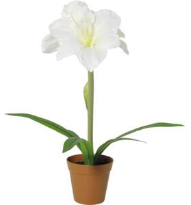 Floare artificială Amaryllis în ghiveci Lafiora H 53 cm alb