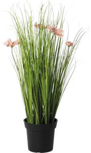 Plantă artificială iarbă verde cu flori în ghiveci H 67 cm