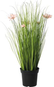 Plantă artificială iarbă verde cu flori în ghiveci H 67 cm