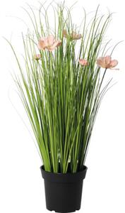 Plantă artificială iarbă verde cu flori în ghiveci H 67 cm