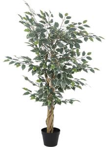 Plantă artificială Ficus benjamina în ghiveci Lafiora H 120 cm verde alb