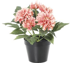 Floare artificială Dalie în ghiveci Lafiora H 26 cm roz