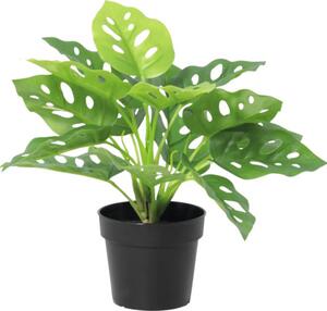Floare artificială Monstera în ghiveci Lafiora H 21 cm verde