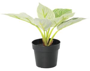 Floare artificială Filodendron în ghiveci Lafiora H 21 cm verde alb