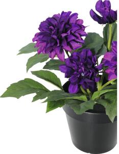 Floare artificială Dalie în ghiveci Lafiora H 26 cm lila
