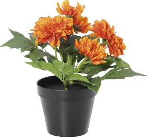 Floare artificială Dalie în ghiveci Lafiora H 26 cm portocaliu