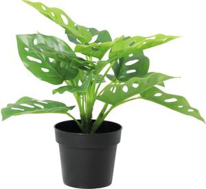 Floare artificială Monstera în ghiveci Lafiora H 21 cm verde
