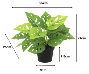 Floare artificială Monstera în ghiveci Lafiora H 21 cm verde