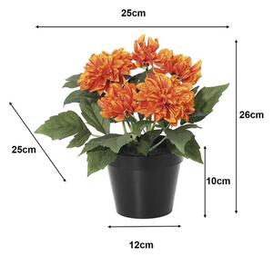 Floare artificială Dalie în ghiveci Lafiora H 26 cm portocaliu