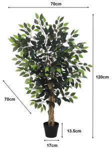 Plantă artificială Ficus benjamina în ghiveci Lafiora H 120 cm verde
