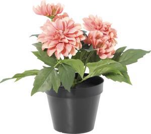 Floare artificială Dalie în ghiveci Lafiora H 26 cm roz