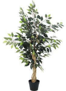Plantă artificială Ficus benjamina în ghiveci Lafiora H 120 cm verde