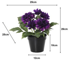 Floare artificială Dalie în ghiveci Lafiora H 26 cm lila