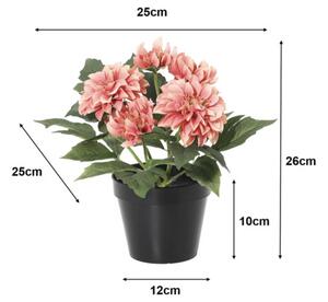 Floare artificială Dalie în ghiveci Lafiora H 26 cm roz
