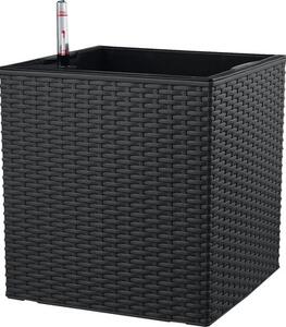 Ghiveci FloraSelf plastic 36x36x36 cm antracit incl. set de udare și indicator al nivelului de apă