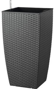 Ghiveci tip vază FloraSelf plastic 31x31x57 cm antracit incl. set de udare și indicator al nivelului de apă
