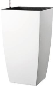 Ghiveci tip vază FloraSelf plastic 31x31x57 cm alb mat incl. set de udare și indicator al nivelului de apă