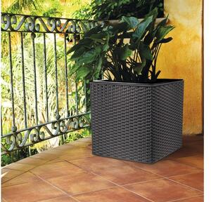 Ghiveci FloraSelf plastic 36x36x36 cm antracit incl. set de udare și indicator al nivelului de apă