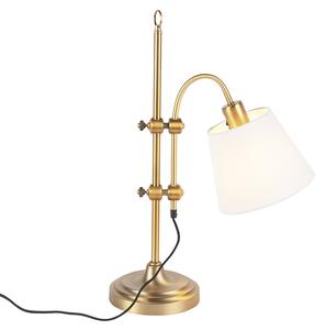 Lampă de masă clasică bronz cu nuanță albă - Ashley