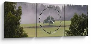 Tablou - Lunca cu copac (cu ceas) (90x30 cm)