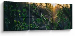 Tablou - Soarele strălucind printre crengile copacilor (cu ceas) (90x30 cm)