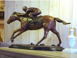 Statuie jockey on horse, Bronz, 34 x 20 x 54 cm