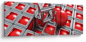Tablou - Abstract metalic 3D (cu ceas) (90x30 cm)