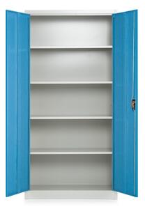 Dulap metalic universal, 90 x 40 x 185 cm, încuietoare cu cilindru, albastru - ral 5012