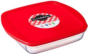 Vas termorezistent cu capac din plastic 25x22x5cm, 1.7L, Ocuisine
