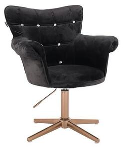 HR804CCROSS scaun Catifea Negru cu Bază Aurie