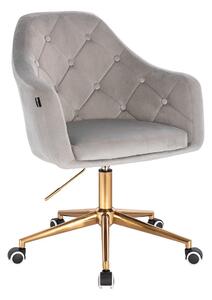 HR831K Scaun Catifea Gray cu Bază Aurie