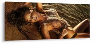 Tablou cu femeia întinsă pe plajă (120x50 cm)