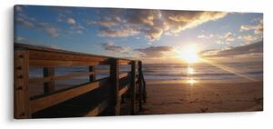 Tablou cu dig, plajă și mare (120x50 cm)