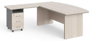 Statie de lucru de colt Manager LUX 200 x 205 cm, stânga, salcâm deschis / gri