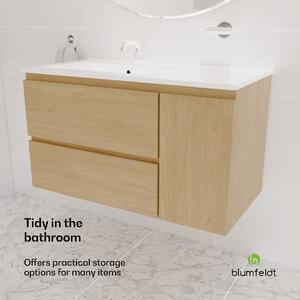 Blumfeldt Johnstone, chiuvetă și dulap pentru baie, 90 cm, chiuveta ceramica, inchidere Soft-Close