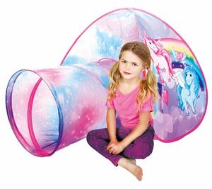 Cort de joacă cu tunel Bino Unicorn, 165 x 95 x 85 cm