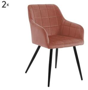 Set de 2 scaune tapitate Denver, negru/roz, 55 x 60 x 83 cm