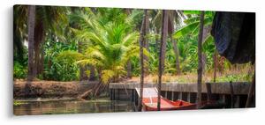 Tablou - Nava din lemn în canal , Thailand (120x50 cm)
