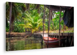Tablou - Nava din lemn în canal , Thailand (90x60 cm)