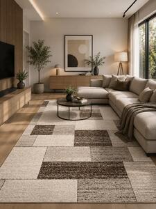 Covor Daffi 13027-140, Marime 160 x 230 cm, Bej, Maro, Inaltime Fir 6 mm, Antialergic, Polipropilena, Living, Dormitor, Sufragerie, Birou 160 x 230