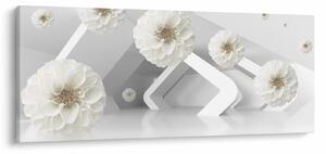 Tablou abstract cu flori albe (120x50 cm)
