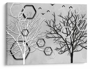 Tablou abstract cu pomi (70x50 cm)
