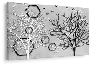 Tablou abstract cu pomi (90x60 cm)