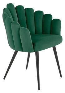 Scaun tapitat K410, verde/negru, stofa catifelata/metal, 65x62x85 cm