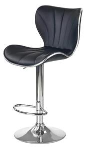 Scaun bar H69, negru/crom, piele ecologica/otel, 48x55x91/111 cm