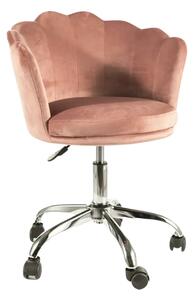 Scaun birou ROSE, roz/crom, stofa catifelata/metal, 56x41x74/83 cm