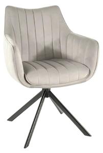 Scaun living rotativ AZALIA, gri deschis/negru, stofa catifelata/metal