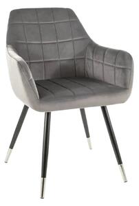 Scaun NUXE, gri/negru, stofa catifelata/metal, 56x42x83 cm