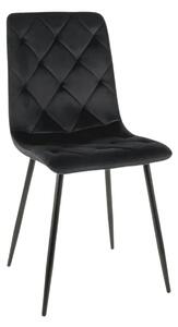Scaun tapitat JERRY, negru, stofa catifelata/metal, 45x39x91 cm